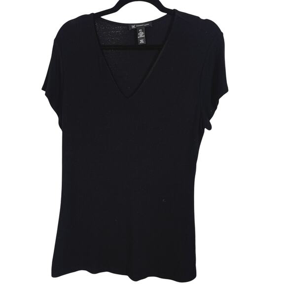 INC, Size XXL, Black Mini Ribbed V-Neck Top, Cap Sleeve, Lined Front, Slim Fit - Picture 1 of 3